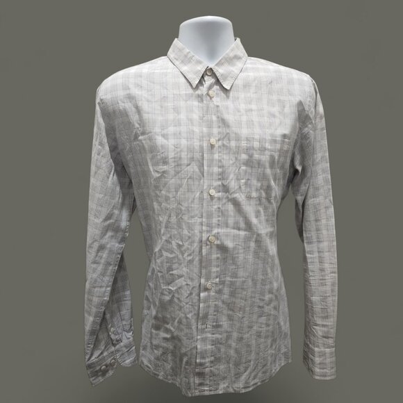 Bottega Veneta White and Grey Casual Button Down sz 50 Shirt size 46 (M) - Picture 3 of 8